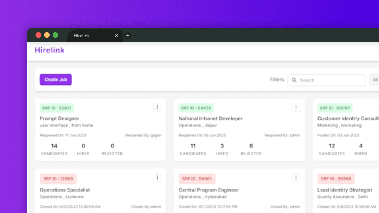 Hirelink — Hiring Tracking Portal screenshot